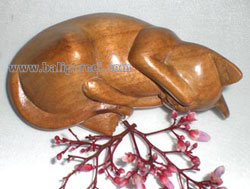 Wooden Small Craft Cat, Hand Carved From Waru Lot Wood