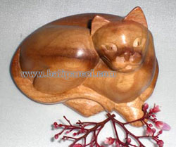 Wooden Small Craft Cat, Hand Carved From Waru Lot Wood
