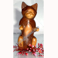 Wooden Small Craft Cat, Hand Carved From Waru Lot Wood