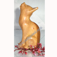 Wooden Small Craft Cat, Hand Carved From Waru Lot Wood