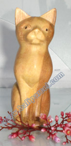 Wooden Small Craft Cat, Hand Carved From Waru Lot Wood
