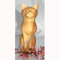 Wooden Small Craft Cat, Hand Carved From Waru Lot Wood