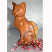 Wooden Small Craft Cat, Hand Carved From Waru Lot Wood