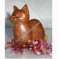 Wooden Small Craft Cat, Hand Carved From Waru Lot Wood