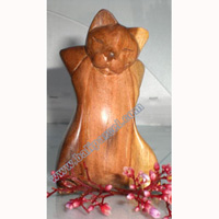 Wooden Small Craft Cat, Hand Carved From Waru Lot Wood