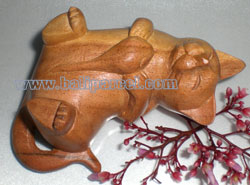 Wooden Small Craft Cat, Hand Carved From Waru Lot Wood