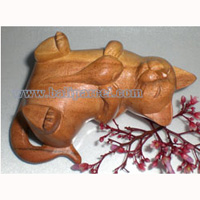 Wooden Small Craft Cat, Hand Carved From Waru Lot Wood
