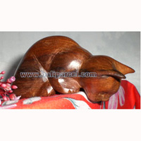 Wooden Small Craft Cat, Hand Carved From Waru Lot Wood