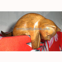 Wooden Small Craft Cat, Hand Carved From Waru Lot Wood