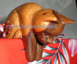 Wooden Small Craft Cat, Hand Carved From Waru Lot Wood
