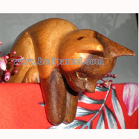 Wooden Small Craft Cat, Hand Carved From Waru Lot Wood