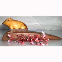 Wooden Door Stop With Frog Carving, This Pieces Hand Carved From Waru Lot Wood 