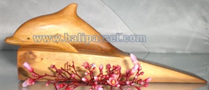 Wooden Door Stop With Dolphin Carving, This Pieces Hand Carved From Waru Lot Wood 