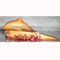 Wooden Door Stop With Dolphin Carving, This Pieces Hand Carved From Waru Lot Wood 