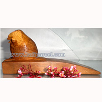 Wooden Door Stop With Owl Carving, This Pieces Hand Carved From Waru Lot Wood 
