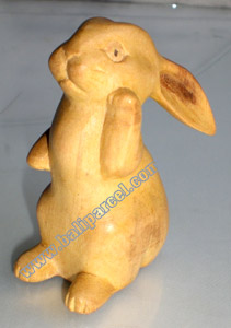 Wooden Rabbit, Hand Carved From Waru Lot Wood