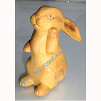 Wooden Rabbit, Hand Carved From Waru Lot Wood