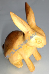 Wooden Rabbit, Hand Carved From Waru Lot Wood
