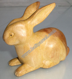 Wooden Rabbit, Hand Carved From Waru Lot Wood