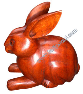 Wooden Rabbit, This Pieces Hand Carved From Suar Wood