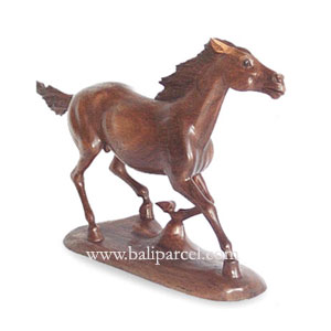Wooden Walking Horse Carving, Hand Carved From Suar Wood