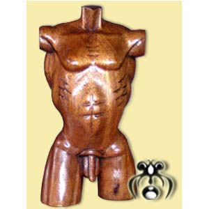 Body Man Nude, Hand Carved From Suar Wood