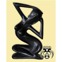 Wooden Abstract With Black Color, Hand Carved From Suar Wood