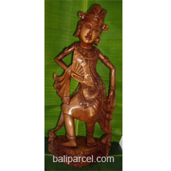 Kecak Dance Statue, Hand Carved From Suar Wood