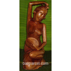 Balinese Statue, Hand Carved From Suar Wood