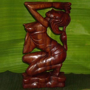 Balinese Statue Hand Carved From Suar Wood