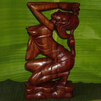 Balinese Statue Hand Carved From Suar Wood