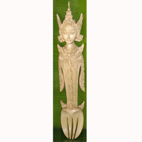 Balinese Fork Hand Carved From Crocodile Wood
