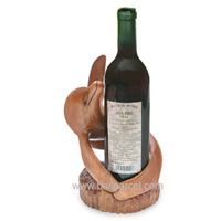 Dolphin Wine Bottle Holder, Hand Carved From Hibiscus Wood