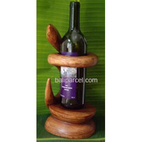 Snake Wine Bottle Holder Carving, Hand Carved From Hibiscus Wood