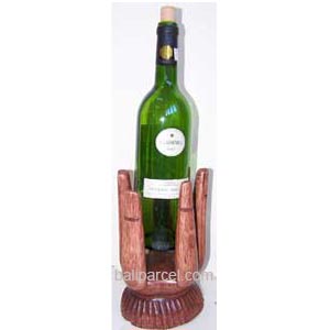 Finger Wine Bottle Holder, Hand Carved From Hibiscus Wood