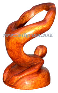 Abstract Wine Bottle Holder Hand Carved From Hibiscus Wood