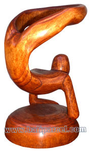 Abstract Wine Bottle Holder Hand Carved From Hibiscus Wood