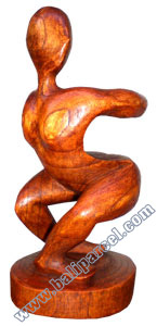 Abstract Wine Bottle Holder Hand Carved From Hibiscus Wood
