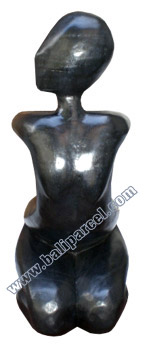 Abstract Wine Bottle Holder, Hand Carved From Hibiscus Wood With Black 