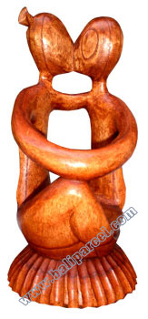 Abstract Wine Bottle Holder Hand Carved From Hibiscus Wood