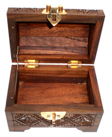 Set Of 3 Jewellery Box, Hand Carved From Sono Wood, With Bali Flower Carving
