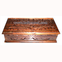 Jewellery Box , Hand Carved From Sono Wood, With Bali Flower Carving