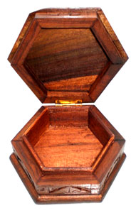Jewellery Box , Hand Carved From Sono Wood, With Bali Flower Carving