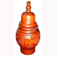 Container , Hand Carved From Mahogany Wood, With Bali Flower Carving