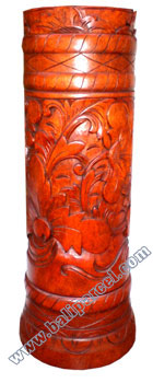 Container, Stick And Umbrela Holder, This Box Hand Carved From Mahogany Wood, With Bali Flower Carving