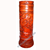Container, Stick And Umbrela Holder, This Box Hand Carved From Mahogany Wood, With Bali Flower Carving