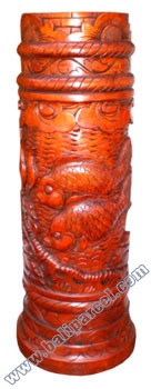 Container, Stick And Umbrela Holder, This Box Hand Carved From Mahogany Wood, With Fish And Sea Life Carving.