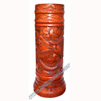 Container, Stick And Umbrela Holder, This Box Hand Carved From Mahogany Wood, With Dragon And Bali Flower Carving.