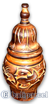 Box Burned Wood, This Box Hand Carved From Mahogany Wood, With Bali Flower Carving.
