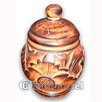 Burned Wood Box, This Box Hand Carved From Mahogany Wood, With Bali Flower Carving.